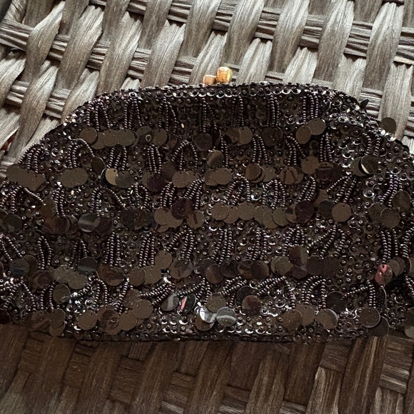 Black Beaded and Sequined Evening Bag - Picture 1 of 4